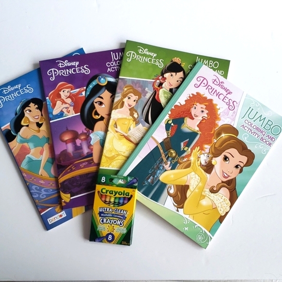 ⭐️3/ $30⭐️ Disney Princess 4 Jumbo Coloring & Activity Books+Crayola Wash Crayon - Picture 1 of 10